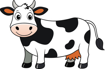 black and white cow vector 