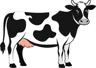 black and white cow vector 