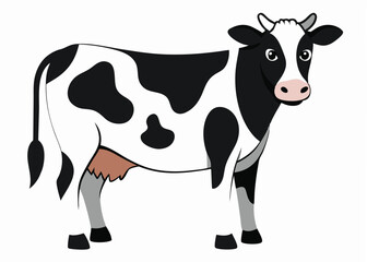 black and white cow vector 