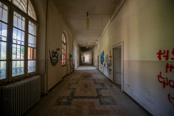 Forgotten Building in Northern Italy The Old Abandoned Seminary with a Blue Chapel
