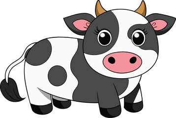 Naklejka premium black and white cow vector 