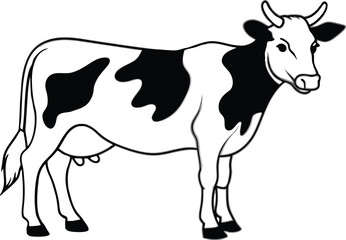 black and white cow vector 