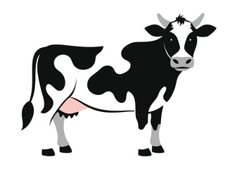 black and white cow vector 