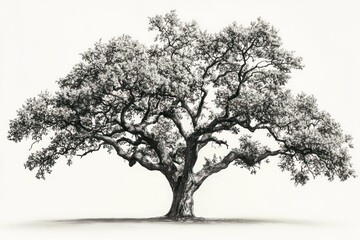 Obraz premium Elegant white oak tree with sprawling branches showcased in isolation.