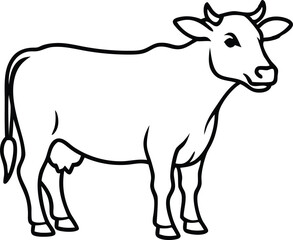 black and white cow vector 