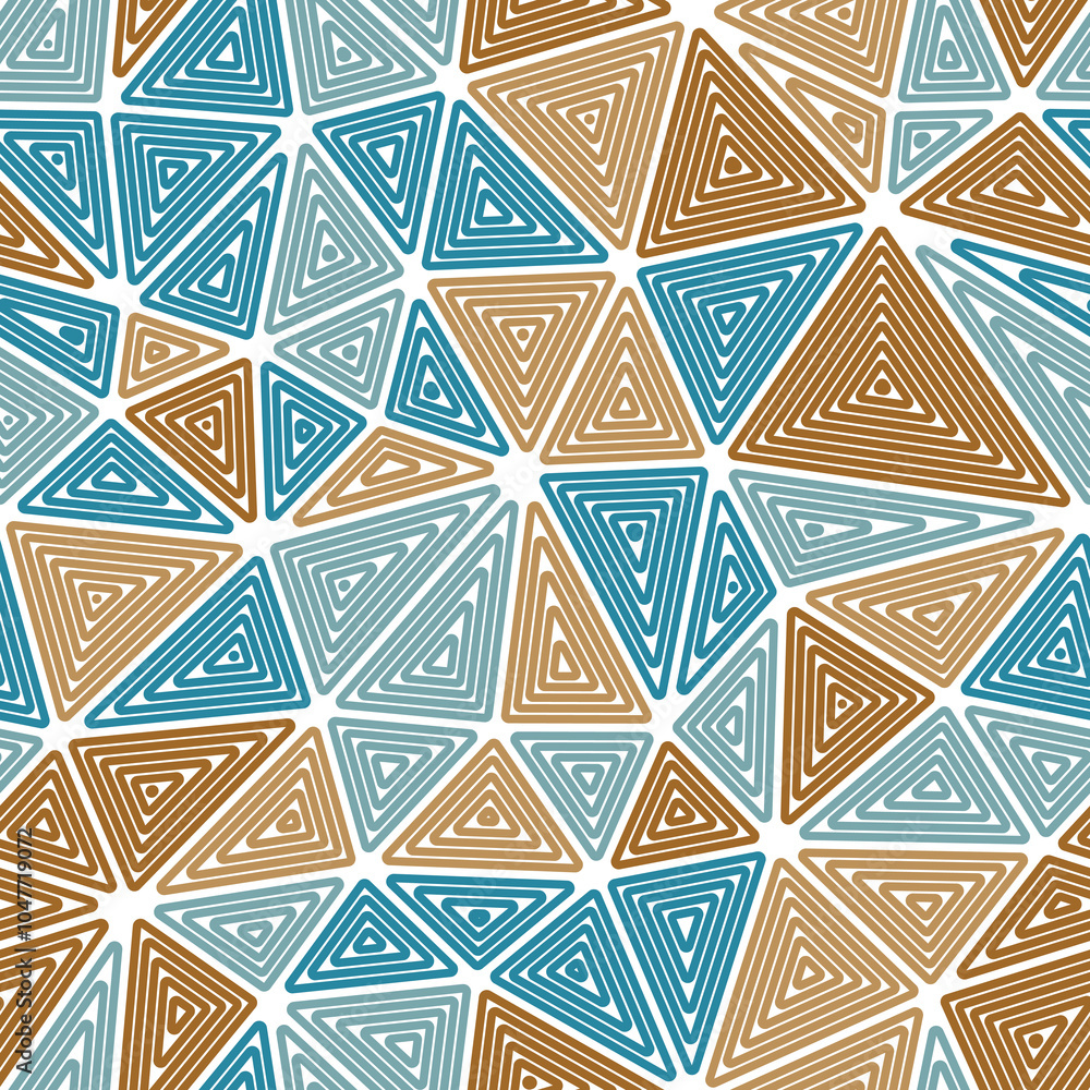 Poster geometric background. multiple repeated inner triangles. large triangles size. multiple colors style