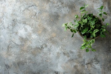 Naklejka premium A small potted plant perched on the edge of a cement wall, surrounded by nothing but urban concrete