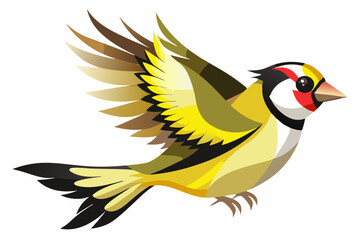 Obraz premium a flying songbird goldfinch isolated on white background