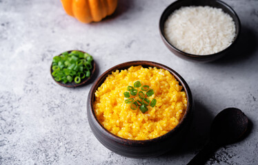Pumpkin rice in a bowl