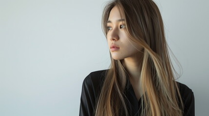 Naklejka premium 金髪の若い日本人のファッションモデル