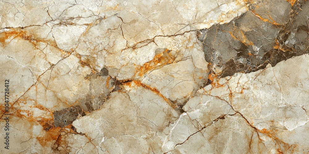 Poster close-up of beige and gray marble with veining and cracks
