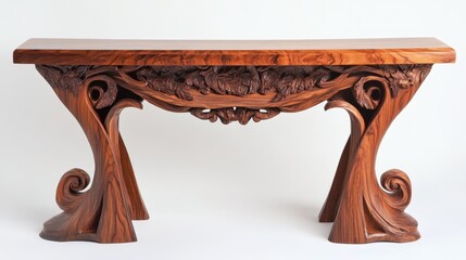 A beautifully finished piece of furniture inspired by cultural motifs, showcasing the artistry and traditions of woodworking.