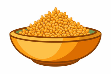  Millet grains in a bowl. Isolated