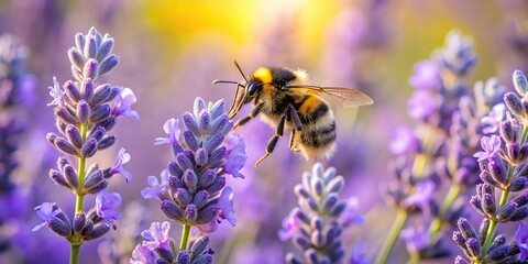 Symmetrical bumblebee on lavender flower in nature