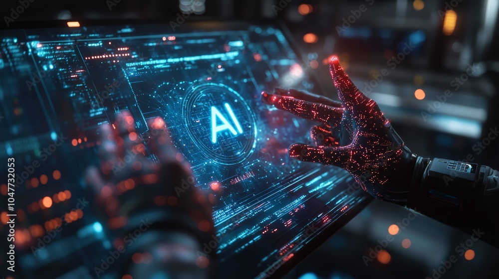 Poster a virtual reality scene with hands holding an 