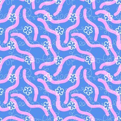 Summer animals seamless warms pattern for wrapping paper and fabrics