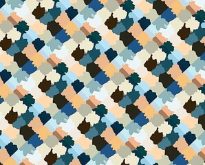 Abstract Geometric Pattern with Soft Pastel and Earthy Tones in Repetitive Symmetry for Modern Design. Illustration