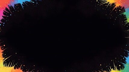 Colorful photo frame, black background with text box.