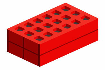  New red perforated ceramic brick isolated on white