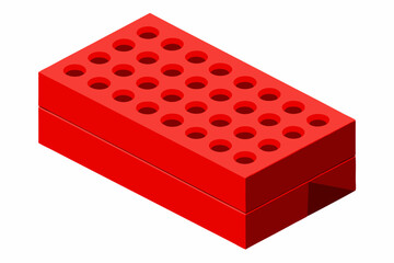  New red perforated ceramic brick isolated on white