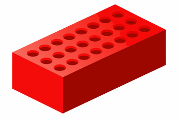  New red perforated ceramic brick isolated on white