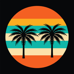 Tree on the beach silhouette illustration.