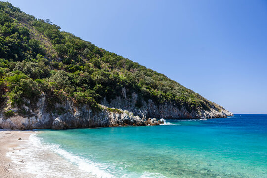 Brisani Bay (Gjiri Brisanit), Karaburun national park in Albania near Orikum, Vlore county.