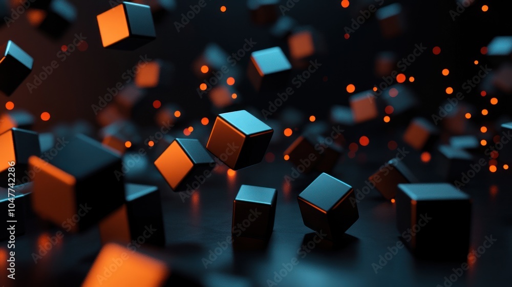 Aufkleber abstract 3d rendering of cubes with neon lights