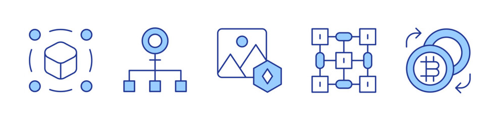 exchange, nodes, picture, blockchain. icon vector illustration. Line Duotone style. Editable stroke