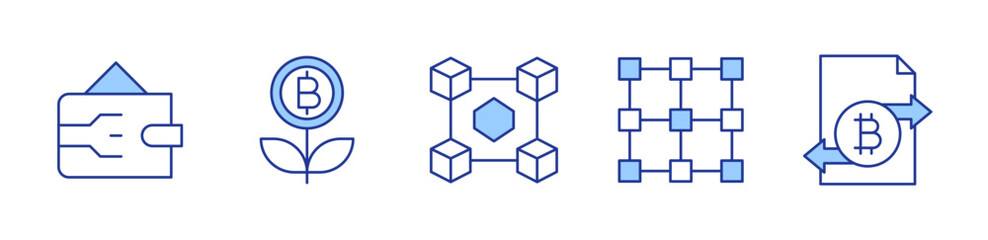 nft, blockchain, digital wallet, growth, transaction. icon vector illustration. Line Duotone style. Editable stroke