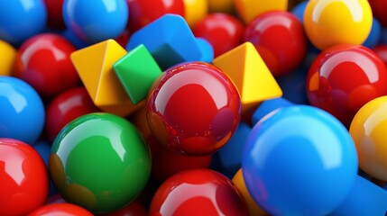 background from basic shapes cones cubes spheres cylinders toruses colorful
