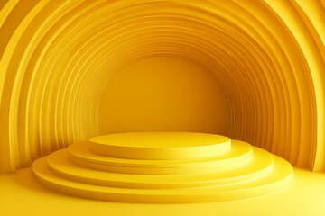 Naklejka premium Yellow bright 3d background with round platform 