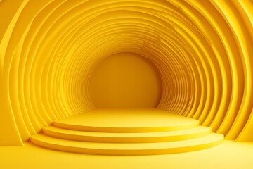 Fototapeta premium Yellow bright 3d background with round platform 