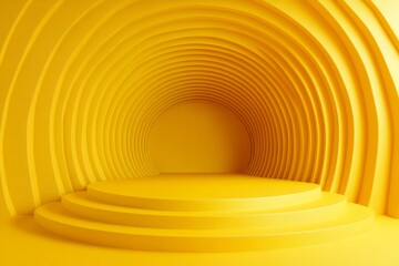 Naklejka premium Yellow bright 3d background with round platform 