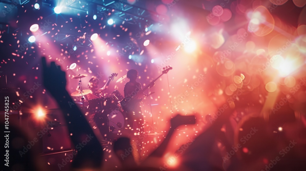 Aufkleber the audience pulses with energy as musicians perform under colorful lights, creating an unforgettabl
