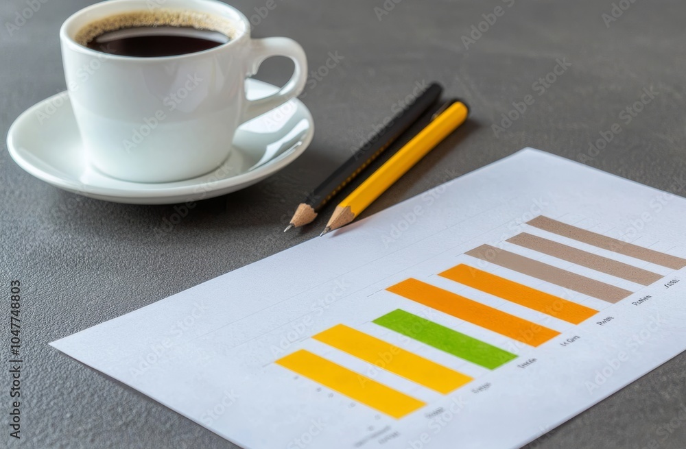 Poster data line graphs and analytics with growth and financial statements on business data