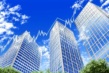 Fototapeta premium Two-dimensional financial graphs and diagrams. Economic, business, and investment concepts.