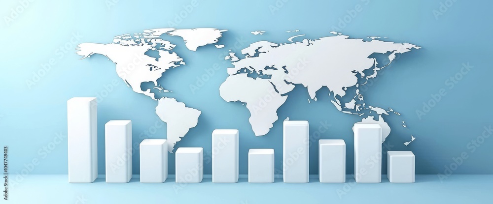 Poster graph of global business growth based on stock market data on digital investment strategy exchange f