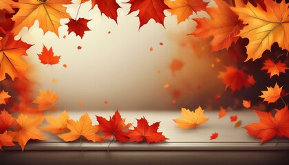 autumn falling maple leaves frame