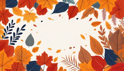 autumn frame background fall leaf thanksgiving border abstract leaves banner design floral frame pattern poster orange foliage season sale  flat illustration