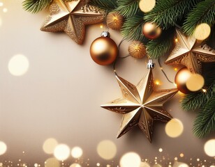 christmas banner or greeting card background with christmas light and decoration
