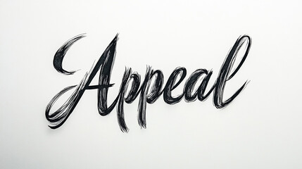 Obraz premium Handwritten Appeal Word Art Black Ink Calligraphy on White Background