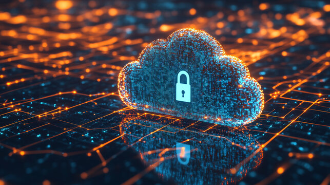 Secure Cloud Computing Data Security Concept with Lock Icon