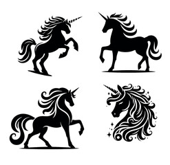 Collection of Four Silhouette Unicorns