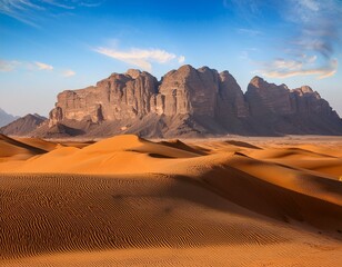 sand dunes in desert in front of tuwaiq mountain landscape central arabia saudi arabia