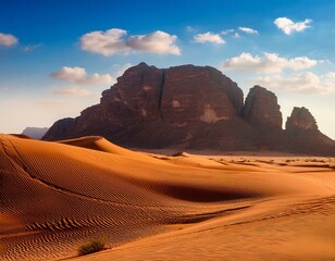 sand dunes in desert in front of tuwaiq mountain landscape central arabia saudi arabia