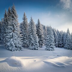 spruce forest in the snow