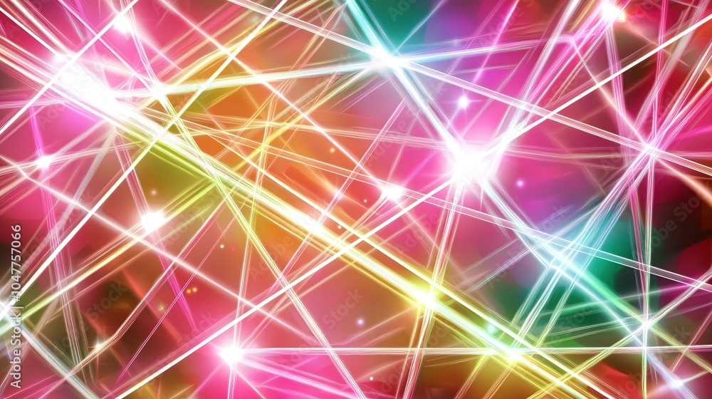 Aufkleber Colorful abstract light patterns created by intersecting beams on a vibrant background