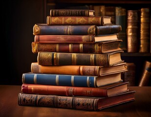 vintage books stacked a pile of knowledge and stories