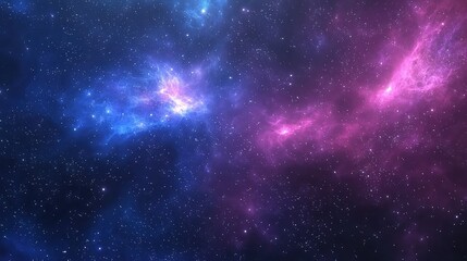 Vibrant cosmic clouds extend across the universe, illuminated by distant stars in a colorful nebula during a serene night